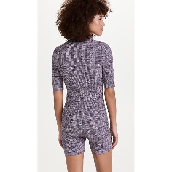 Le Ore Remini Collared Ribbed Knit Romper Sea Fog Nightshade Marl Purple XS - Picture 5 of 10